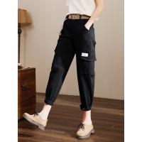 轩兹工装裤女宽松哈伦裤2019夏季新款韩版高腰显瘦九分束脚休闲裤