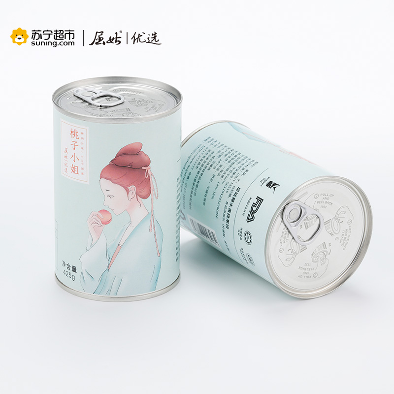 屈姑新品糖水黄桃罐头425g/罐 水果罐头