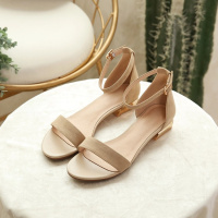 格瑞迪欧 凉鞋女夏2018新款粗跟一字扣带露趾高跟鞋百搭休闲罗马中跟女鞋DX926