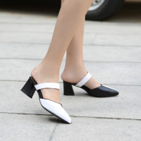 格瑞迪欧 拖鞋女夏新款韩版拼色包头外穿防滑粗跟凉拖鞋女高跟拖鞋DX952