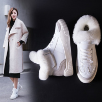 格瑞迪欧 2018秋冬新品女青年绒毛短筒圆头低跟皮时尚潮流百搭个性休闲H679