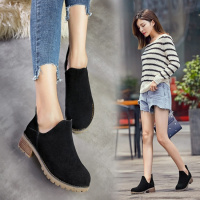 格瑞迪欧 靴子女秋新款磨砂短靴女粗跟休闲百搭及踝靴马丁靴女英伦M1-17