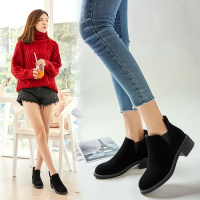 格瑞迪欧 秋冬新款圆头真皮短靴中跟磨砂皮牛皮马丁靴粗跟矮靴潮靴休闲女靴M1-35