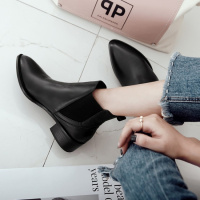 格瑞迪欧 2018新款马丁靴女英伦风圆头中粗跟短靴秋冬季韩版百搭切尔西裸靴DX298