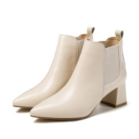 格瑞迪欧 秋冬新款真皮尖头女马丁靴简约时尚女短靴及裸靴粗跟中跟女短靴DX273