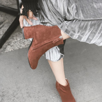 格瑞迪欧 短靴女春秋2018新款马丁靴女英伦风复古方头ins短筒靴子女瘦瘦靴698