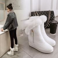 格瑞迪欧 2018冬季内增高雪地靴兔毛保暖毛毛靴子女坡跟休闲中筒靴保暖女鞋982