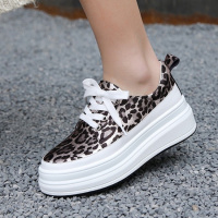 格瑞迪欧 圆头厚底时尚欧美系带低帮鞋豹纹深口防水台松糕鞋韩版潮流休闲鞋B16