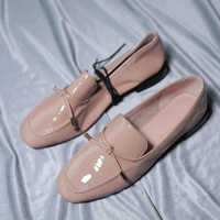 格瑞迪欧 2019春季新款真皮乐福鞋女欧美方头低跟懒人单鞋女全皮女鞋穆勒鞋68-11