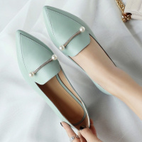 格瑞迪欧 2019春季新款平跟仙女的鞋甜美珍珠浅口平底鞋网红百搭尖头单鞋女DX2100