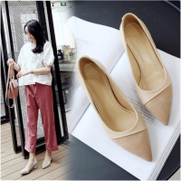 格瑞迪欧 2019春季新款韩版浅口羊皮时尚百搭真皮尖头低帮鞋粗跟中跟单鞋女DX2073