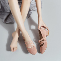 格瑞迪欧 2019春季新款甜美粗跟单鞋女韩版百搭松紧带绒面浅口圆头中跟女鞋19-5