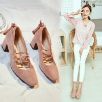 格瑞迪欧 春季新款2019绑带单鞋女粗跟中跟高跟鞋小清新仙女鞋学生玛丽珍鞋3-22