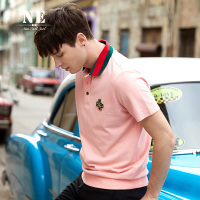 伯爵卓尔男短袖2018夏季新款粉色休闲polo衫男士翻领潮流新款短袖