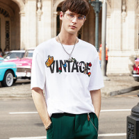 伯爵卓尔男短袖2018夏季新款纯色休闲情侣装圆领刺绣男士短袖T恤