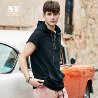 伯爵卓尔男短袖T恤2018夏季新款学生连帽男宽松潮牌个性无袖卫衣