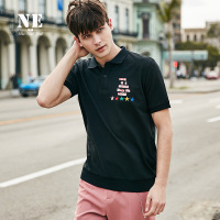伯爵卓尔男POLO衫2018夏季新品青年翻领刺绣黑色潮流男士短袖T恤
