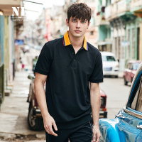 伯爵卓尔半袖男POLO2018夏季英伦青年学院撞色翻领黑色男短袖T恤