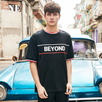 伯爵卓尔半袖男T恤2018夏季英伦撞色圆领印花黑色潮流男短袖T恤