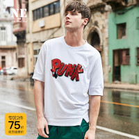 伯爵卓尔半袖男T恤 2018夏季英伦亮片印花体恤韩版潮流男短袖卫衣