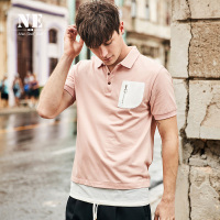 伯爵卓尔半袖男T恤 2018夏季英伦假两件翻领体恤 韩版潮流男短袖