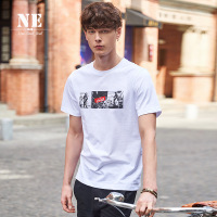 伯爵卓尔英伦T恤男青年半袖2018夏季白色圆领印花潮男士短袖体恤
