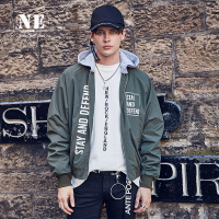 伯爵卓尔2017秋新品英伦青年潮牌时尚连帽字母印花短款夹克男外套