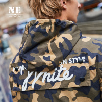 伯爵卓尔秋冬新品连帽迷彩短款男夹克外套潮