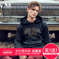 伯爵卓尔17秋冬英伦字母外穿复古印花宽松连帽卫衣