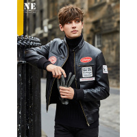 伯爵卓尔皮衣男2018秋季新品修身英伦外套绣标韩版潮流飞行员夹克