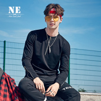 【秋季焕新】伯爵卓尔17秋季新品纯色修身圆领男长袖T恤潮牌体恤