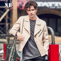 伯爵卓秋季新品英伦翻领拉链纯色夹克男帅气修身外套