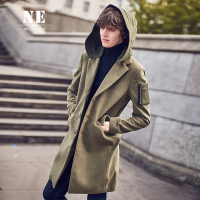 【英伦】伯爵卓尔秋冬英伦中长款连帽纯色男士毛呢大衣潮
