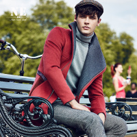 伯爵卓尔冬季英伦大翻领毛呢大衣男拉链中长款外套潮