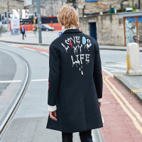 伯爵卓尔羊毛大衣秋冬青年英伦绣花男中长款毛呢大衣外套