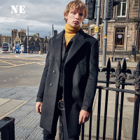 伯爵卓尔男羊毛大衣秋冬新款纯色修身中长款外套潮男毛呢大衣