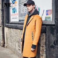 伯爵卓尔18秋冬翻领中长款男修身显瘦风衣呢大衣外套