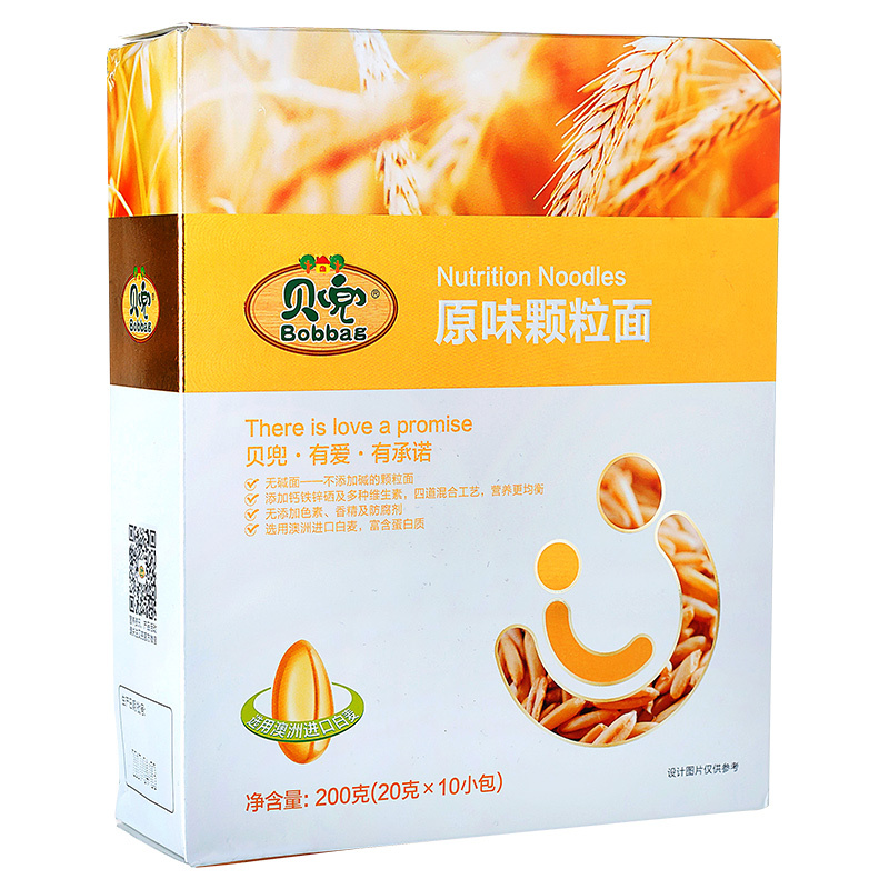 贝兜 无碱面条原味颗粒面200g/盒