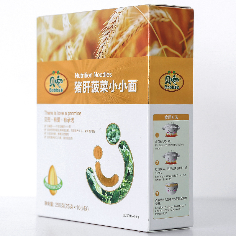 贝兜 无碱面条猪肝菠菜小小面250g/盒