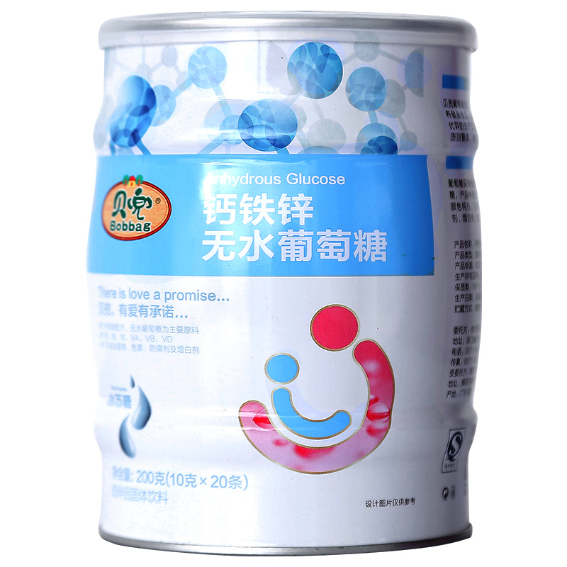 贝兜 钙铁锌无水葡萄糖200g/罐