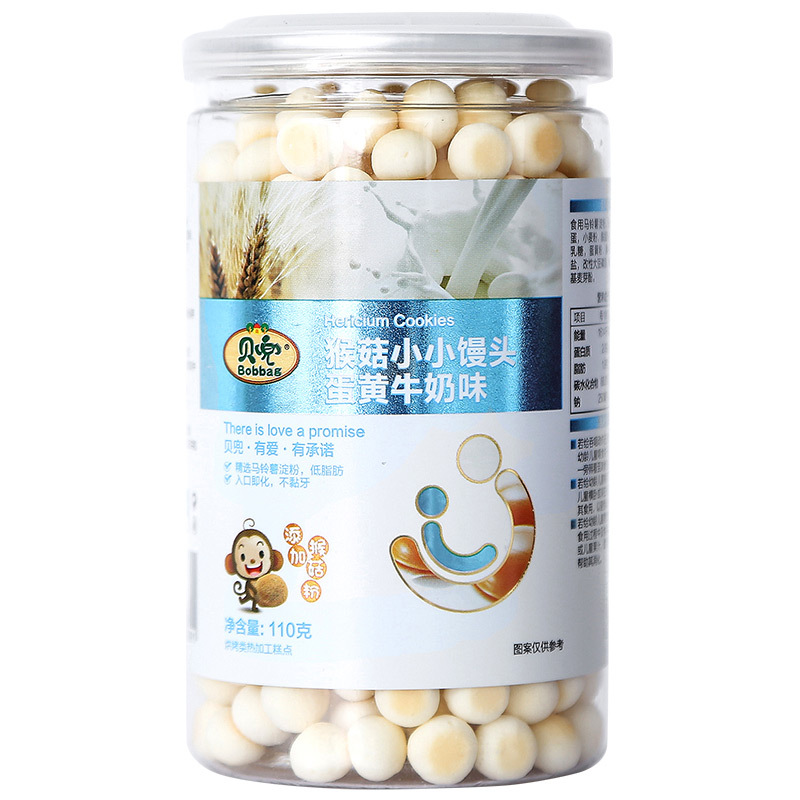 贝兜 猴菇饼干蛋黄牛奶小小馒头110g/罐