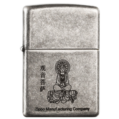 ZIPPO之宝121FBMP-仿古银观音菩萨 防风打火机专柜正品