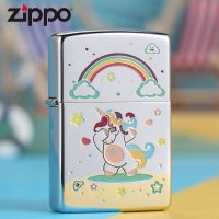 zippo芝宝正版打火机 彩虹独角兽镜面之宝正品防风煤油火机送男友