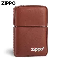 zippo芝宝正版打火机 经典标志皮革包身防风煤油打火机男