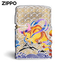 zippo正版打火机 2021牛年瑞兽夜光牛花丝珐琅彩限量版