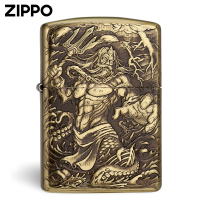 zippo正版打火机 海王正品盔甲金色雕刻创意防风煤油男士火机