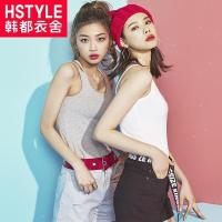 韩都衣舍2018韩版女装夏季新款挂脖上衣内搭打底吊带背心TK8115甦_x25 M 灰色