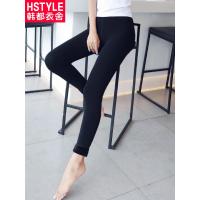 韩都衣舍2018韩版女装秋装新款黑色显瘦紧身加绒打底裤GY9428筱