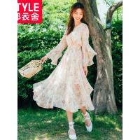 韩都衣舍2018秋装新款女装雪纺碎花长袖气质中长款连衣裙LZ8558烎