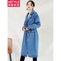 韩都衣舍2018韩版女装秋装新款宽松长款牛仔外套风衣JZ10714瑭
